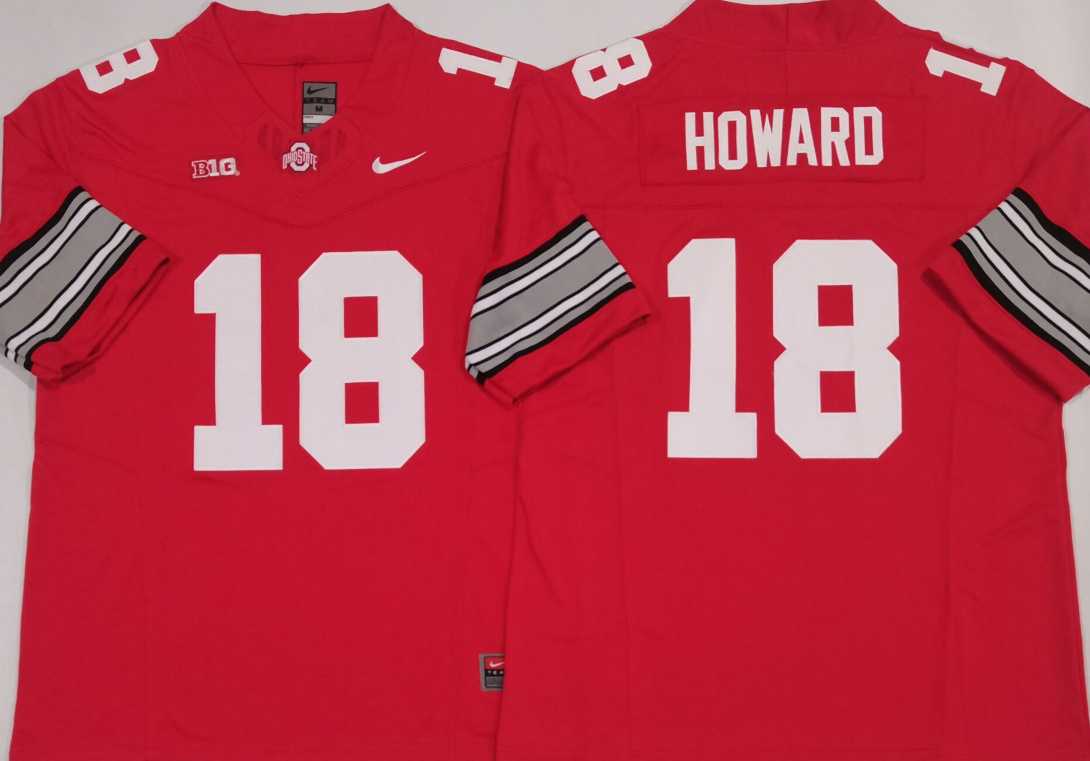 Men%27s Ohio State Buckeyes #18 Will Howard Red 2025 F.U.S.E. Limited Stitched Jersey